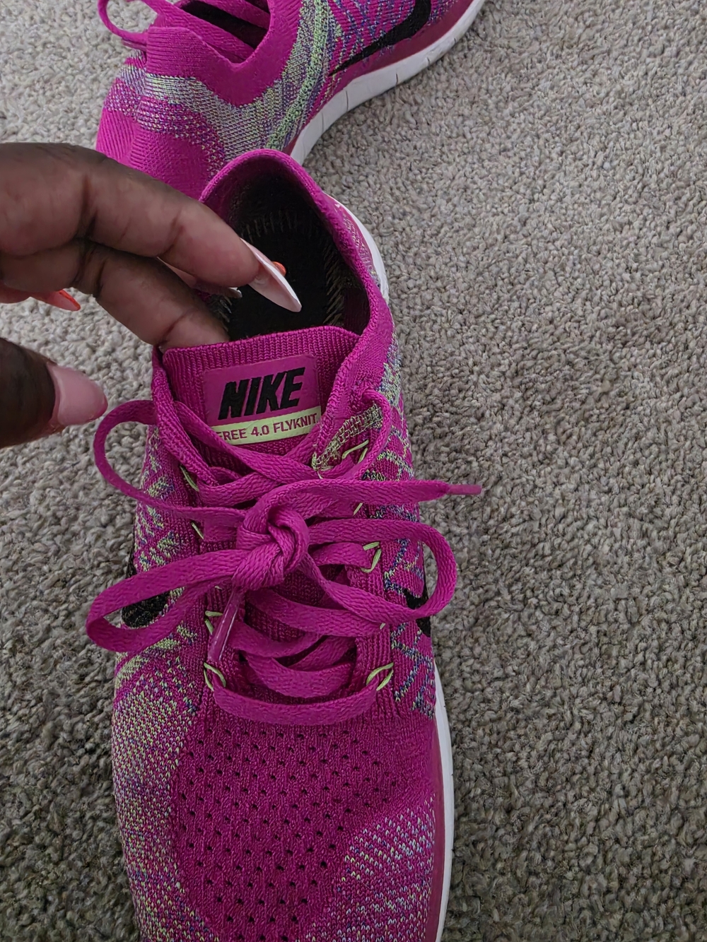 Nike Women’s Free 4.0 Flyknit Running Shoes - Pink
